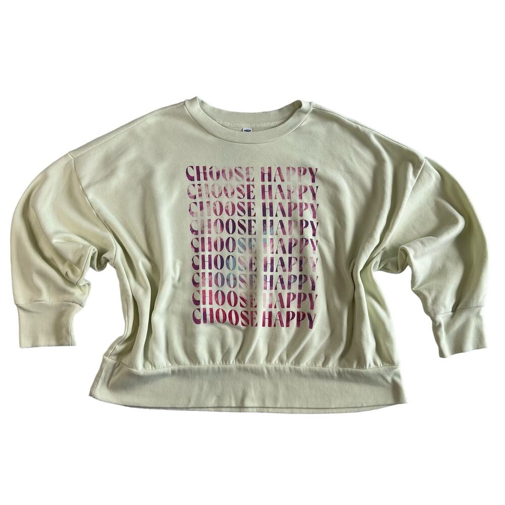 Cozy Loungewear Women's 3X Choose Happy Light Yellow Crewneck Sweater Happy